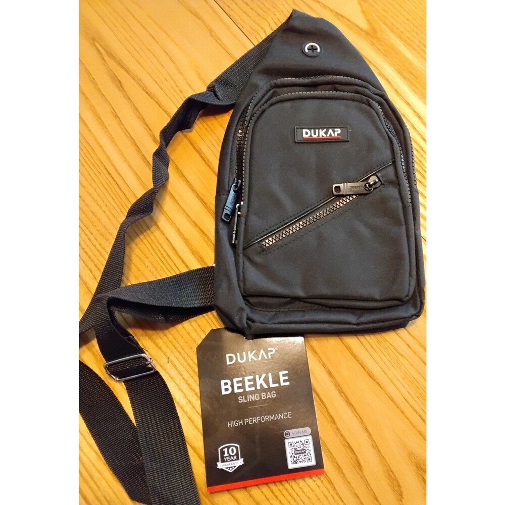 Dukap Beekle Sling Bag Small Black Carry On Travel Zip Compartments